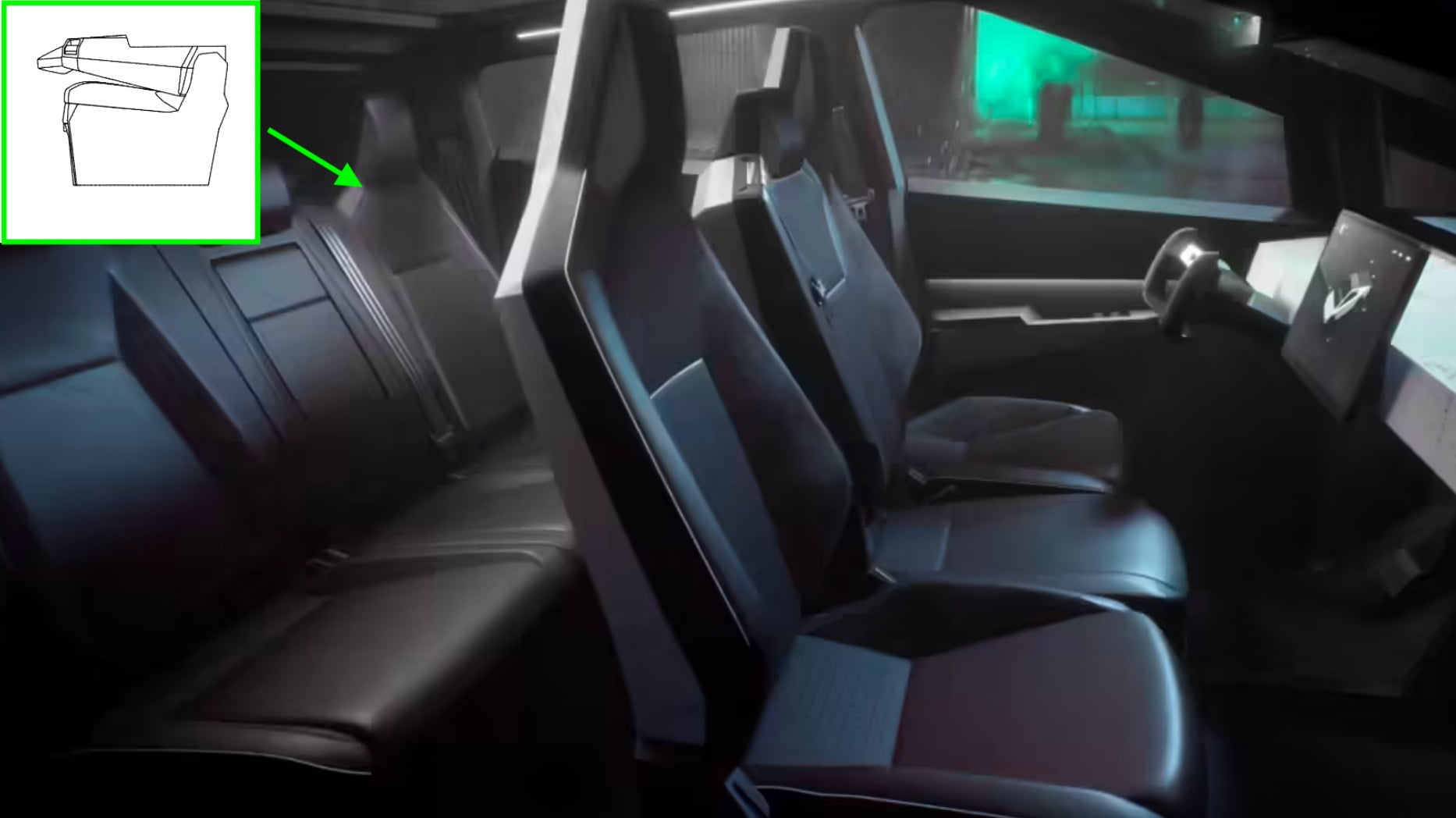 Le brevet de conception Tesla Cybertruck fait allusion à des sièges arrière rabattables pour plus d'utilité et de plaisir