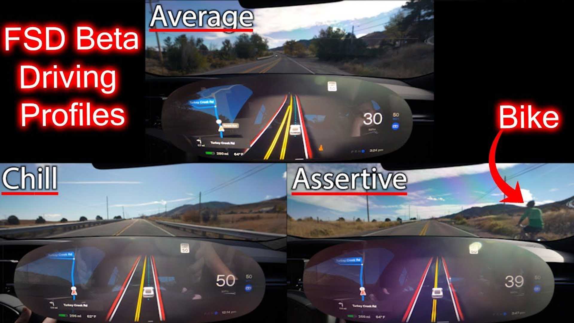 Tesla FSD propose désormais des modes sélectionnables : froid, moyen et assertif