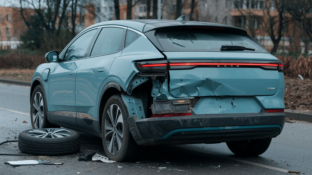 Voiture électrique accidentée